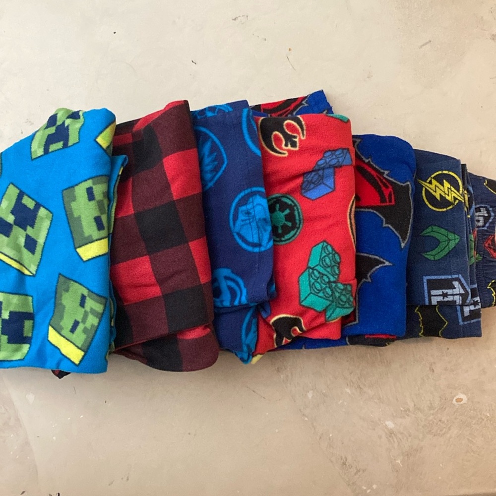 Lot of 6 pairs Boys Size 8 Fleece/Flannel Pajama Pants